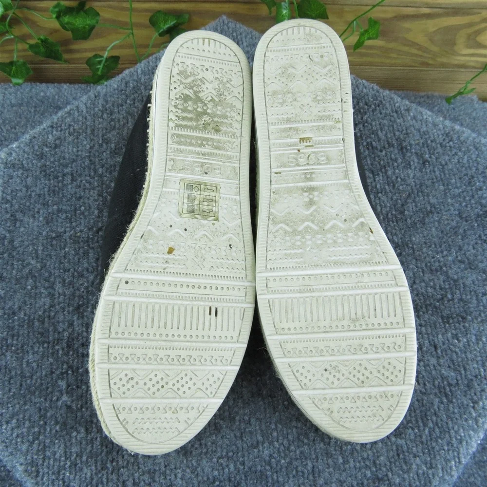 Bobs By Skechers Women Flat Shoes Black‎ Fabric Slip On Size 9 Medium